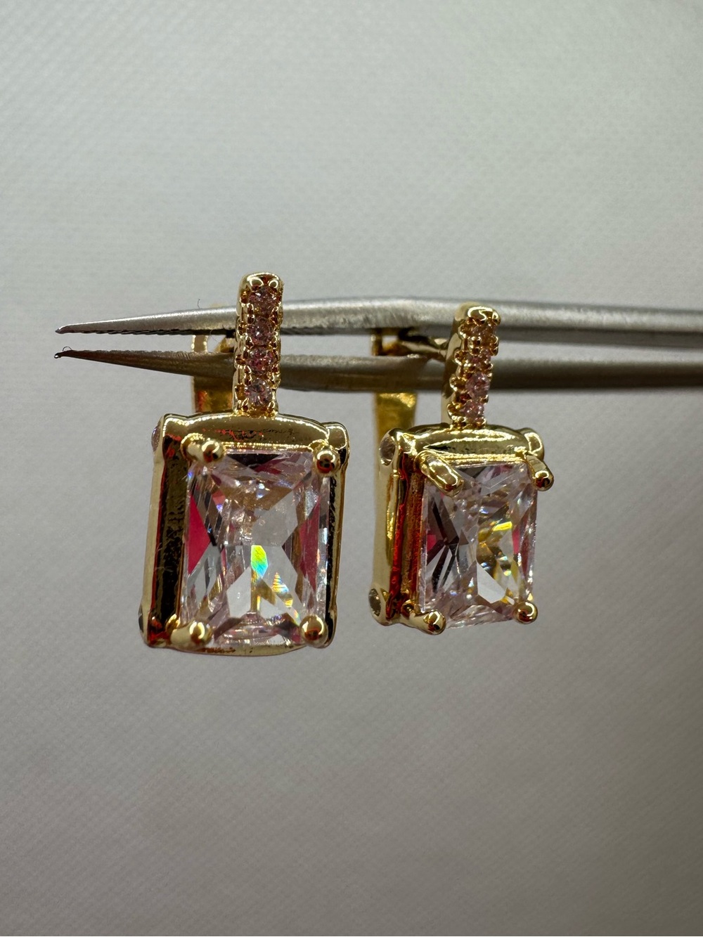 Gold Plated CZ Clip Earrings